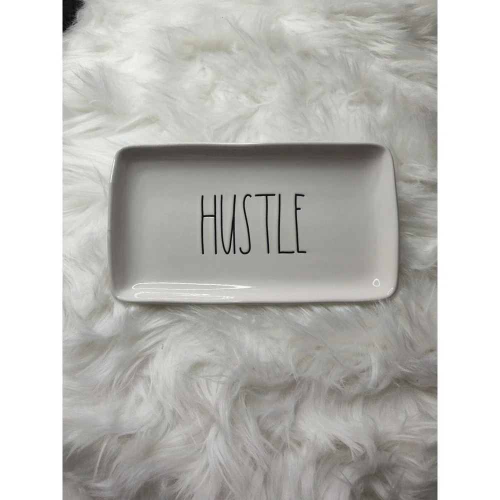 Rae Dunn HUSTLE‎ Trinket Tray Dish Plate By Magenta